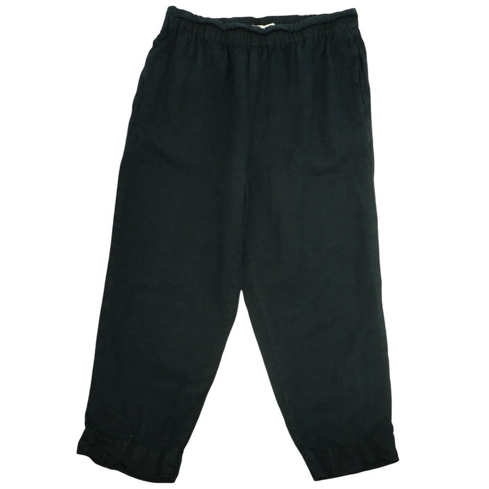 Madewell Black Linen Blend Pull On‎ Pants Womens S Cropped Tapered Pockets